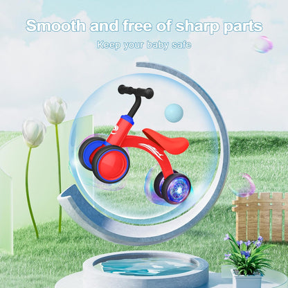 Gamfeiny Colorful Lighting Baby Balance Bike Toys for 1 Year Old Boy Girl Gifts, 10-36 Month Toddler Balance Bike, No Pedal 4 Silence Wheels & Soft Seat First Riding on Toys, 1st Birthday Gifts