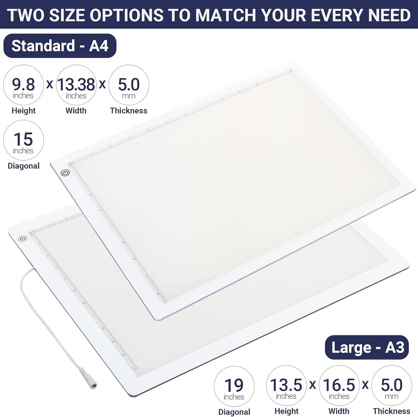 LED Tracing Light Box, 19" Ultra-Thin Light Pad with Adjustable Brightness, Includes USB Cable, Adapter, Paper, and Clip. Portable Drawing Board for Sketching, Cricut Projects, and More