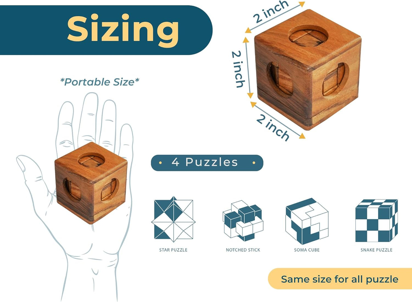BSIRI 16 in 1 Wooden Brain Teaser Puzzles for Adults and Teens or Kids Interlocking 3D Mini Wood Mind Games Hand Puzzle Teasers Set Toys Coffee Table Games Gift