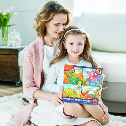 Zeoddler Wooden Puzzles for Toddlers, 8 Pack Animal Jigsaw Puzzles for Kids3-5, 9 Pieces Preschool Learning Activities, Learning & Educational Toys, Gift for Boys, Girls