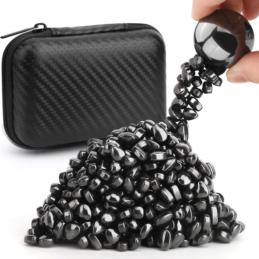 Umnodobn Magnet Slime Putty, Fidget Toy Ferrite Putty Beads, Hematite Magnetic Stones Eggs with 1.26 inch Magnet Balls, Cool Desk Toy, EDC Toy Science Kit Gift