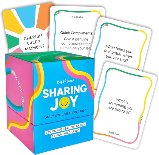 Big Life Journal – Sharing Joy Conversation Cards – 150 Prompts to Spark Joy, Gratitude & Meaningful Conversations – Gift for Families, Kids & Parents for Holidays, Road Trips & Family Dinners