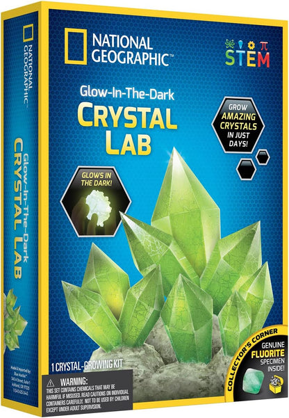 National Geographic Crystal Growing Kit for Kids - Educational Science Kits for Kids Age 8+ with 3 Crystals, 4 Genuine Gemstones and Light-Up Base | STEM Gifts for 8+ Year Old Boys and Girls