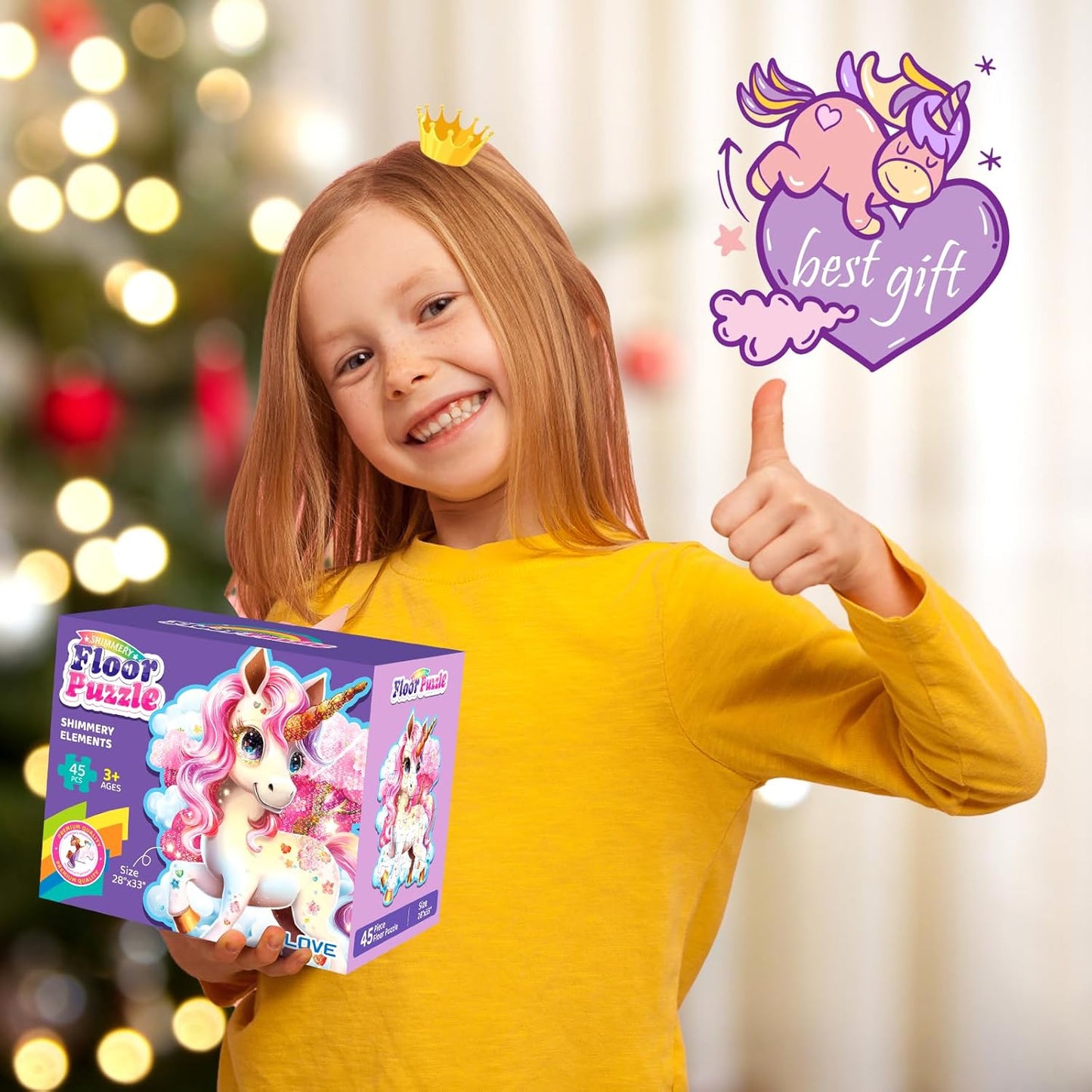 Jumbo Floor Puzzle for Kids,48 Piece Unicorn Large Jigsaw Puzzles,Puzzle for Toddler Ages 3-5,Fun Educational Preschool Learning Toy Easter Gift for Boys & Girls Ages 4-8
