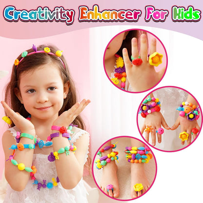FUNZBO 650pcs Pop Beads - Jewelry Making Kit for 3 4 5 6 7 8 Year Old Little Girls, Arts and Crafts Toys for Kids, Necklace Bracelet Creativity Snap Set Birthday Gifts