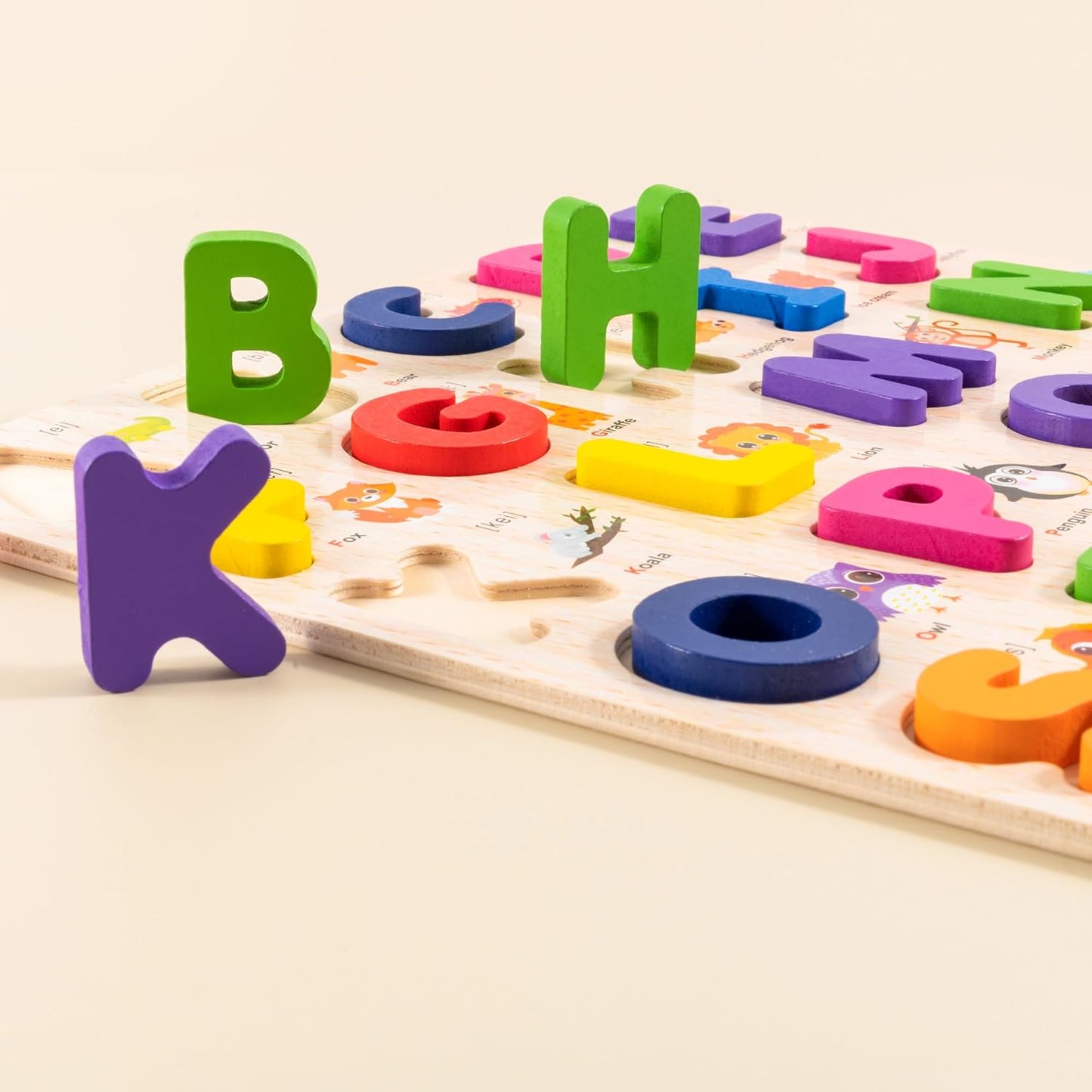 Wooden Alphabet Puzzle for Toddlers, 3 in 1 Lower Case Letter Puzzles ABC Uppercase & Lowercase & Number Puzzle Set for Preschoolers Kids Ages 3-5 Alphabet Learning Educational Toy