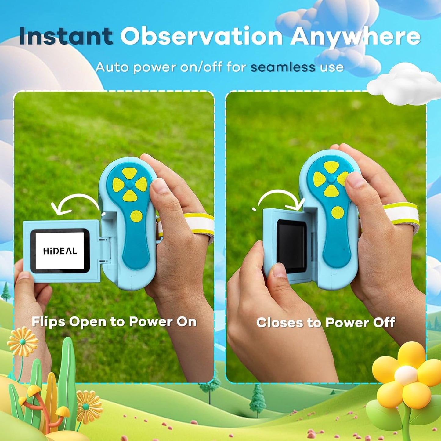 Hideal HP60 IPS Microscope for Kids: [Auto On & Off] [3-in-1] 2" Portable Handheld Microscope Miniscope, Pocket Mini Scope Educational Science Kit, Christmas Birthday Gifts for Kids, PC View, Blue