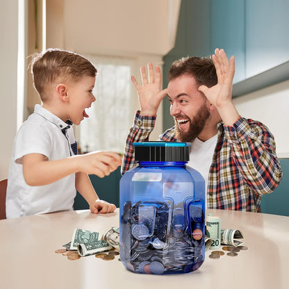 X-Large Piggy Bank for Adults Kids, Vcertcpl Digital Coin Counting Bank with LCD Counter, 2.4L Capacity, Great Coin Counter Bank Money Counting Jar with Total Amount Displayed (Silver, X-Large)
