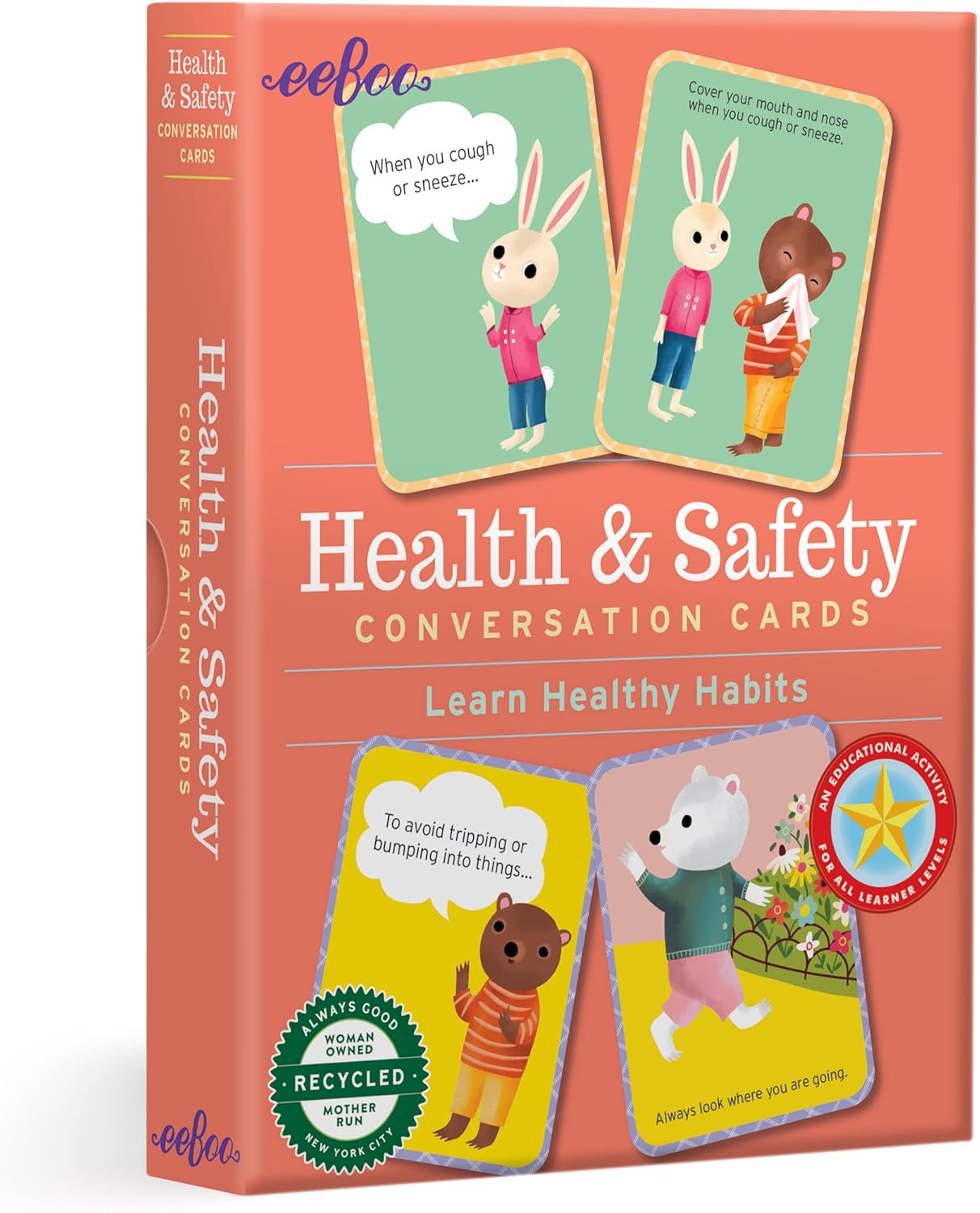 eeBoo: Health & Safety Conversation Cards, Allows Children to Learn Healthy Habits and a Refresher to Others, Perfect for Children 3 and up
