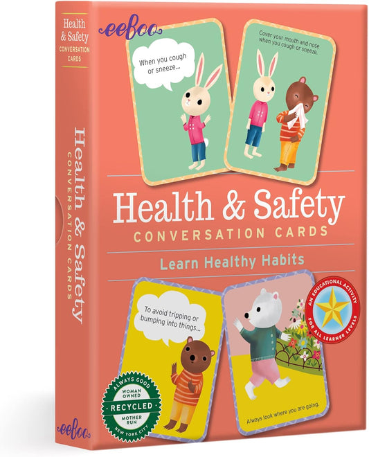 eeBoo: Health & Safety Conversation Cards, Allows Children to Learn Healthy Habits and a Refresher to Others, Perfect for Children 3 and up
