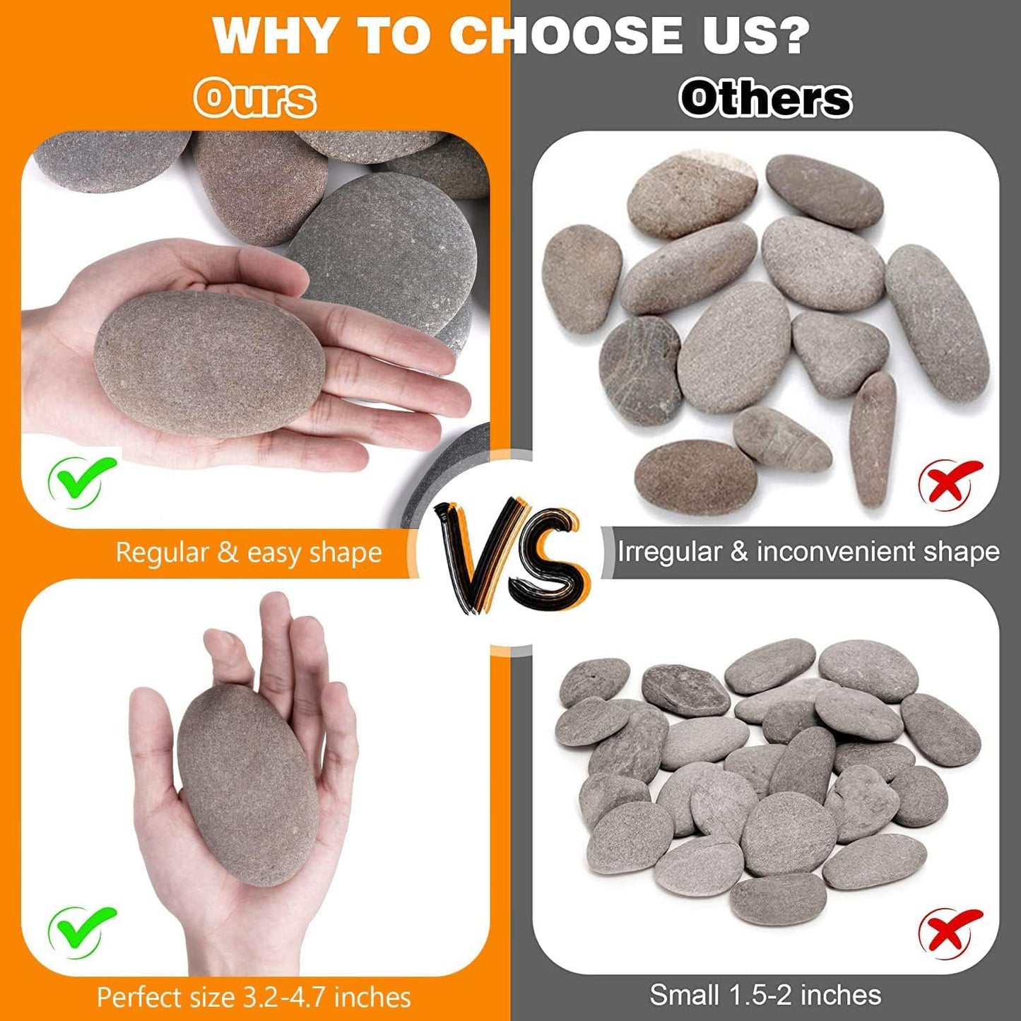 River Rocks for Painting 45 Pcs Large 2-3 Inch Flat Smooth Painting Stones Craft Rock to Paint for Kids Crafts Painting Bulk