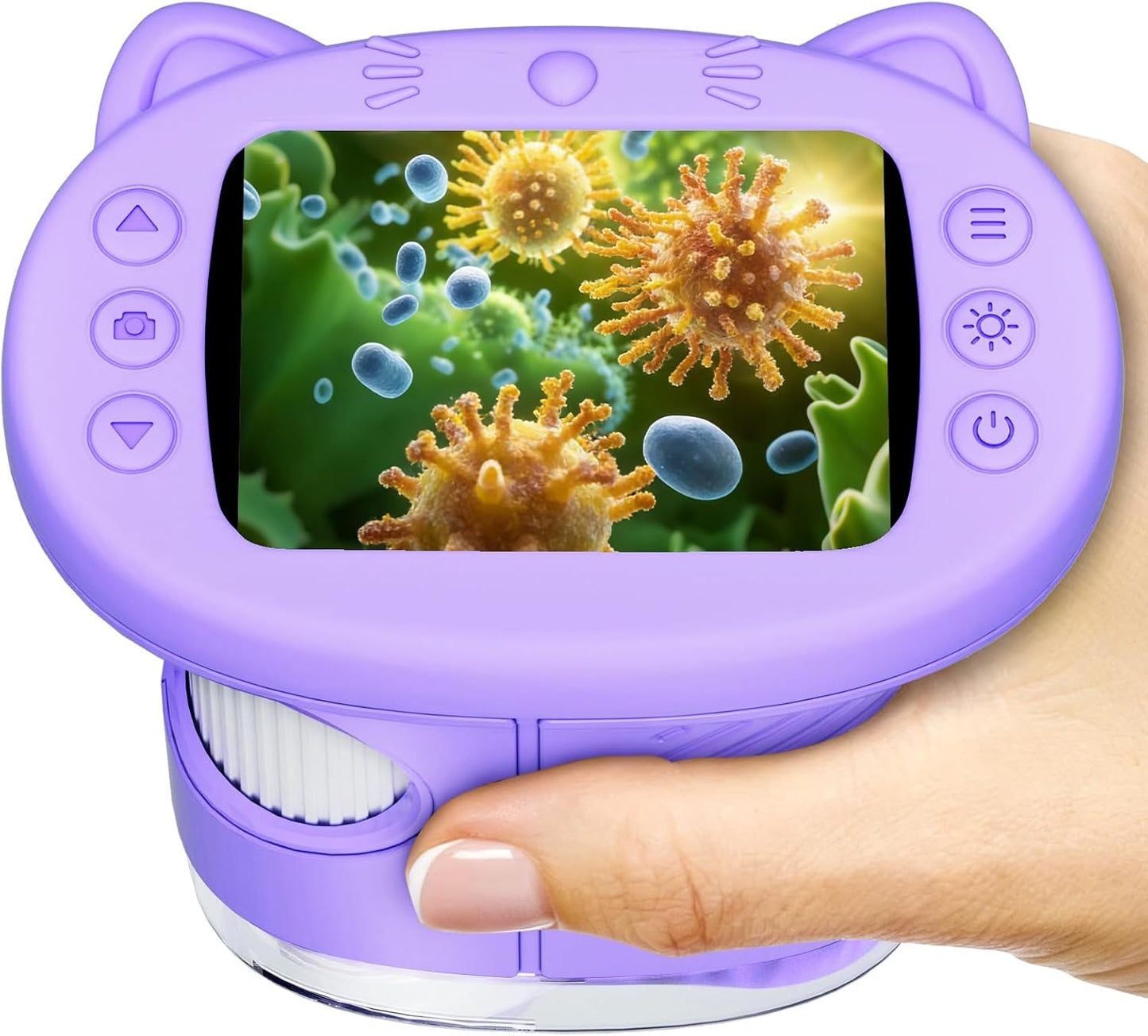Kids Microscope: 1000X Handheld Pocket Microscope for Photo and Video Portable Science Kits STEM Toys – Christmas/Birthday Gifts for Girls & Boys Ages 3-12(Orange)