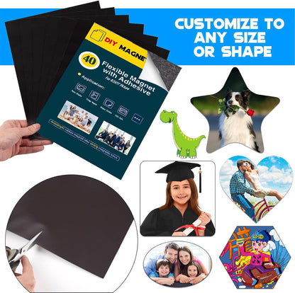Adhesive Magnetic Sheets for Letter Size 8.5x11 (Pack of 8),Magnet Sheets with Self-Stick Adhesive for Home/Classroom/Office,Easy Cut DIY Paper Craft Magnet