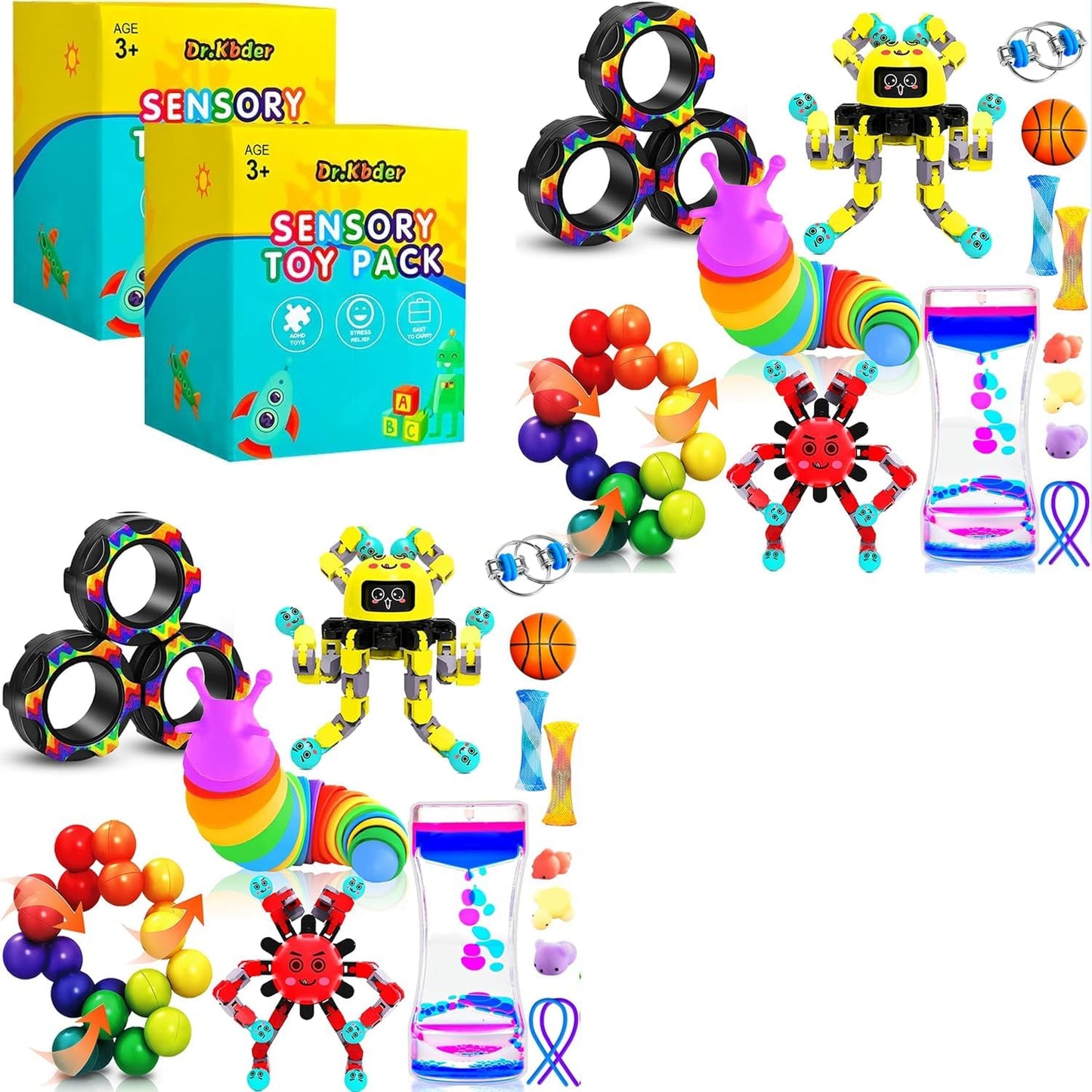 15Pack Fidget Toys Bulk for Adult Kids Age 5-7, 8-12, Sensory Autism Travel Must Have ADHD Autistic Figette Classroom Treasure Prize Box School Must Have Stress Anxiety Easter Basket Stuffers Gifts