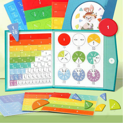 Magnetic Fraction Playbook, 103 PCS Magnetic Fraction Tiles Fraction Magnets for Elementary School Math Learning Toys for Kids Fraction manipulatives Magnetic Fraction Demonstration Book