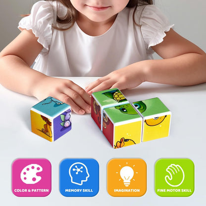 Pairez Toys Random 4 Sets of Magnetic Blocks for Toddlers, 4 Packs Total 16 PCS & 24 Patterns, Magnetic Puzzles for Kids 1-3, Preschool Learning Classroom Must Haves Puzzle Toys
