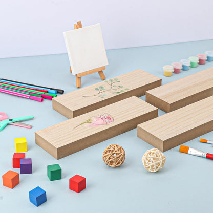 10 Pack Unfinished MDF Wood Rectangle Blocks, 3 x 10 Inch Wooden Blocks for Crafts, DIY Projects, and Custom Decor
