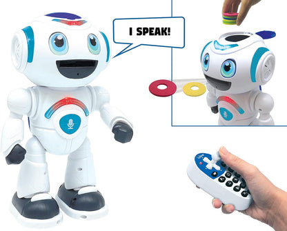 LEXiBOOK, Powerman Neo, My Robot Full of Technology, Remote Control and Gesture Control, Educational Activities in English, Programmable, Music and Dance, Sound and Light Effects, Blue/White, ROB18EN