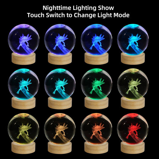 3D Solar System Crystal Ball Night Light, Upgraded 3.15 Inch Glass Ball Lamp with 16 Color LED Wooden Base, Solar System Model Desk Decor Birthday Christmas Space Gifts for Kids Friends