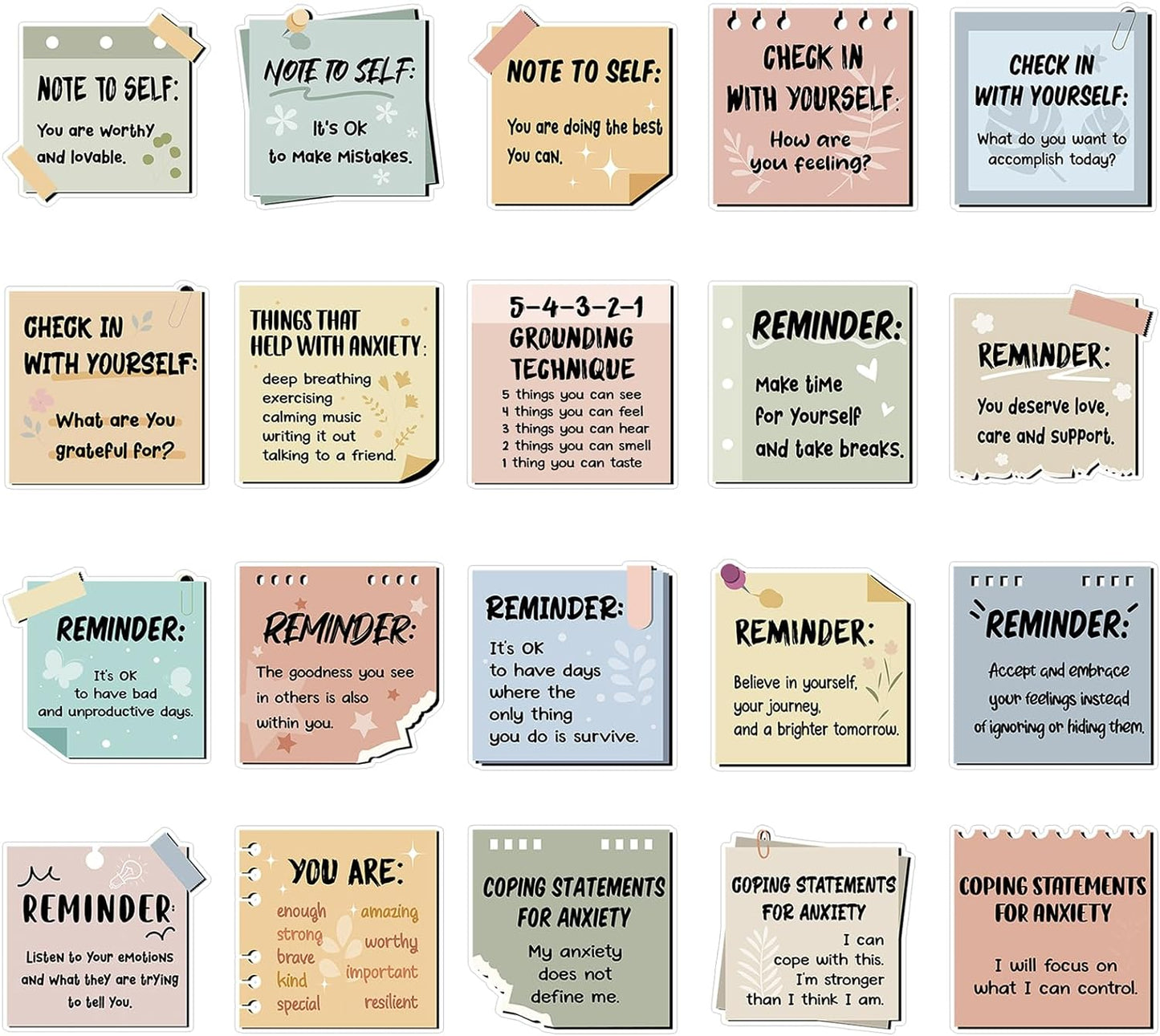 Copkim 20 Pcs Mental Health Magnets Motivational Daily Reminders Magnets with Positive Affirmations Mental Health Awareness Items for Lockers, Fridges, Home, Office, and Classroom Use(Morandi)
