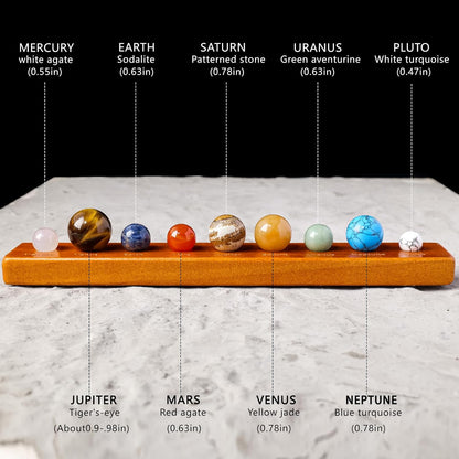 Runyangshi Nine Planets Solar System Model Crystal Ball - Natural Crystal Gemstone Marble Space Home Desk Decoration - Creative Gifts