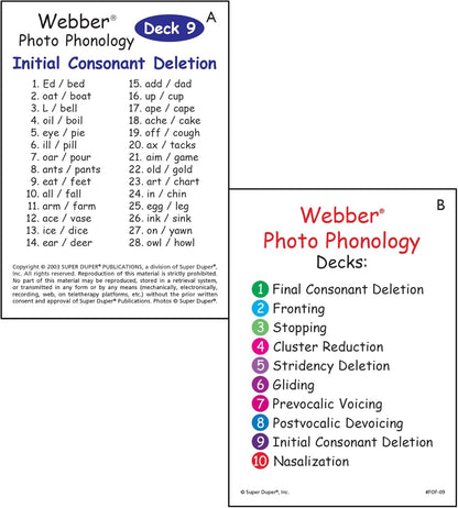 Super Duper Publications | Webber® Photo Phonology Initial Consonant Deletion Minimal Pair Card Deck | Educational Learning Resource for Children