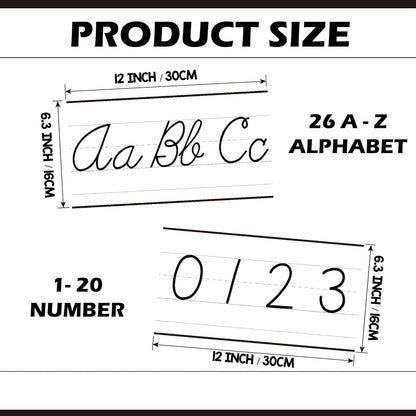 Alphabet for Classroom Wall - 15 PCS Crayon ABC Manuscript Alphabet Line for Classroom Wall Alphabet Bulletin Board Set for Pre School Elementary Classroom Homeschool, Playroom Bedroom Decorations
