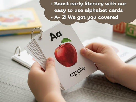 Alphabet Flashcards, 26 Educational Double-Sided Flashcards, A-Z Letters of The Alphabet, Perfect for Kids Toddlers