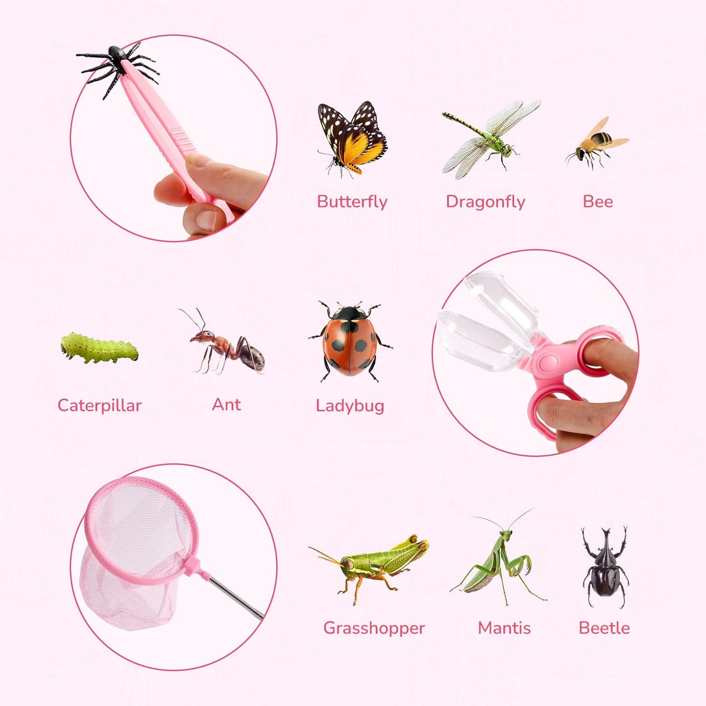 ROBOTIME Kids Explorer Kit, Outdoor Bug Catcher Kit for Kids with Magnifying Glass & Butterfly Net, Fun Bug Catching Kit for Backyard & Camping, Bug Catcher for Boys & Girls 3-12