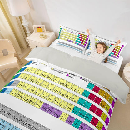 Erosebridal Science Theme Bedding Set Queen Size for Boys Girls Chemistry Periodic Table Print Duvet Cover Chemical Subject Theme Comforter Cover Teens Kids Math Science Atyle Bedspread Cover 3 Pcs