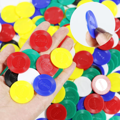480Pcs Plastic Poker Chips Bulk Poker Card Game Chips Counting Markers for Game Play Learning Math Counting Kids Teaching Rewards（3CM/1.18Inch in Diameter,6 Colors）