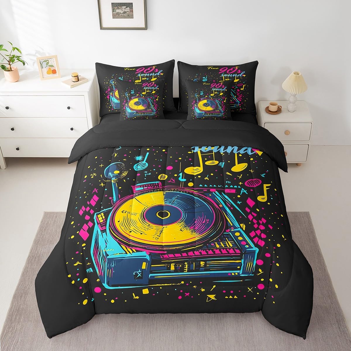 Erosebridal Chemical Equation Bed in a Bag Queen Comforter Set 7 Piece,Chemistry Bedding Sets Science Students Learning Gift Sheet Set with Comforter,Molecular Formula Education Bed Set - Colors B