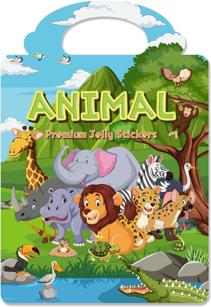 6 Sets Reusable Sticker Book for Toddlers 3-6, Jelly Sticker Books for Toddler, Travel Sticker Activity Toys for Kids 3 4 5 6 Years Old Girls & Boys