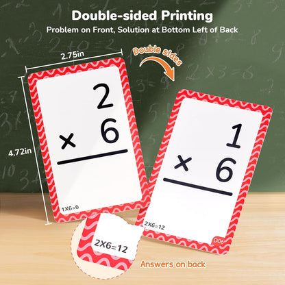JoyCat 162 Multiplication Flash Cards - All Facts 1-12 Times Tables with Visual Aids Mastered & Review Sorting for Kids 3rd 4th 5th Grade or Homeschool Supplies