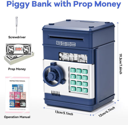 Kids Piggy Bank for Girls - Toys for 5 6 7 8 9 10 Year Old Girl Birthday Gifts - Electronic Piggy Bank ATM Machine Money Safe for Kids Toys Age 6-8-10