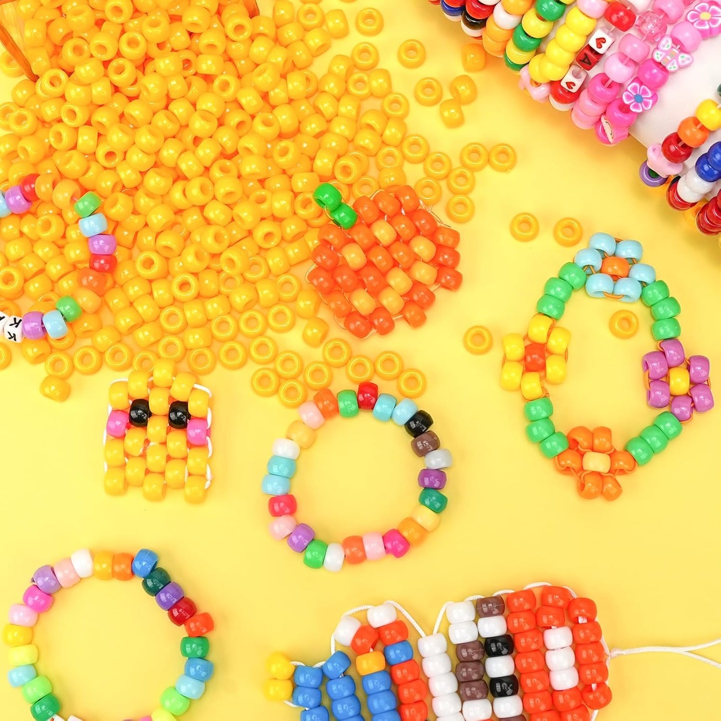 Dowsabel Brown Pony Beads Bulk 1000 Pcs 6x9mm, Large Hole Kandi Hair Beads for Braids Bracelets, DIY Friendship Bracelets Necklaces Jewelry Making Crafts and Gifts