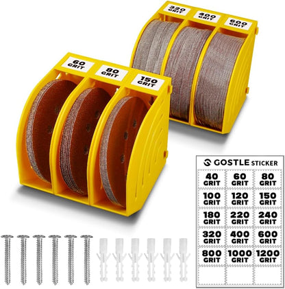 5 Inch Professional Sanding Discs Storage Bins - 8 Bins Set for Efficient Organization, Offset Snap-On Connection, Grit Classification, Space-Saving Design and Versatile Application, Red