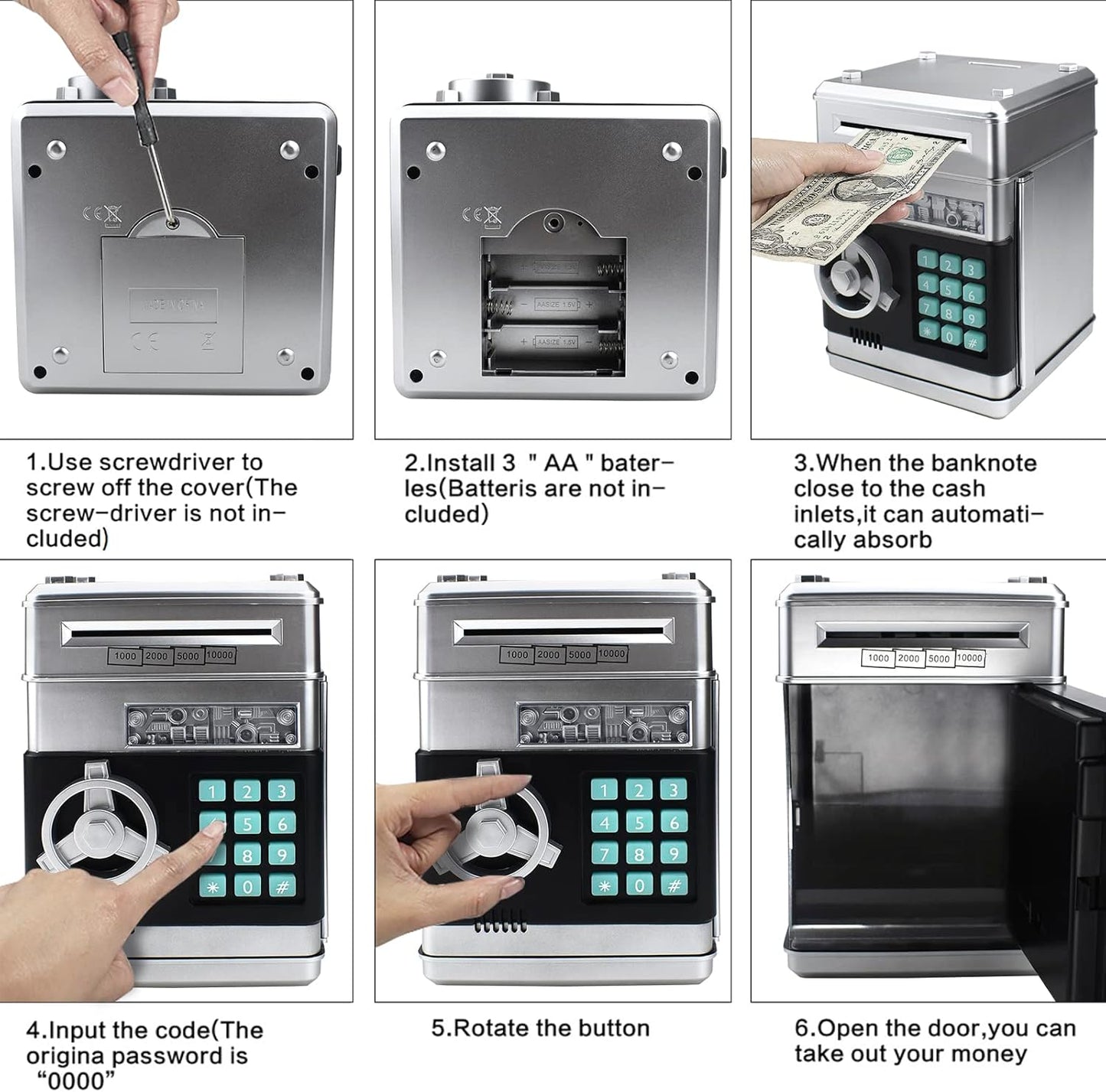 Mini ATM Piggy Bank ATM Machine Best Gift for Kids,Electronic Code Piggy Bank Money Counter Safe Box Coin Bank for Boys Girls Password Lock Case (Rose Gold)