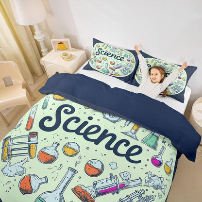 Erosebridal Chemistry Lab Bedding Set Twin Size Chemical Equation Duvet Cover for Boys Girls Chemical Elements Science Theme Comforter Cover Teens Kids Science Students Bedding School Dorm Room Decor