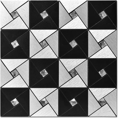 Art3d 10-Sheet Peel and Stick Backsplash Metal Mosaic Tiles for Kitchen Wall Decor, Stick on Aluminum Composite Tiles Stikers, Copper Windmill Puzzle Glass Mixed