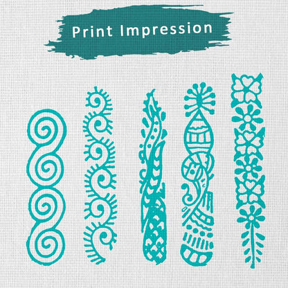 Border Pattern Wooden Stamps - Wooden Stamps for Block Printing on Saree Border, Textile, Clay, Pottery, Tattoo (Set of 5) HASHCART®