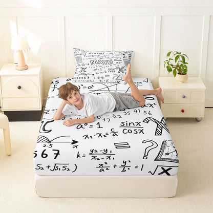 Erosebridal Chemistry Lab Fitted Sheet Twin Size Chemical Equation Bed Sheets for Boys Girls Chemical Elements Science Theme Bed Set Teens Kids Science Students Bedding Set School Dorm Room Decor