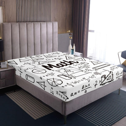 Erosebridal Chemistry Lab Fitted Sheet Twin Size Chemical Equation Bed Sheets for Boys Girls Chemical Elements Science Theme Bed Set Teens Kids Science Students Bedding Set School Dorm Room Decor
