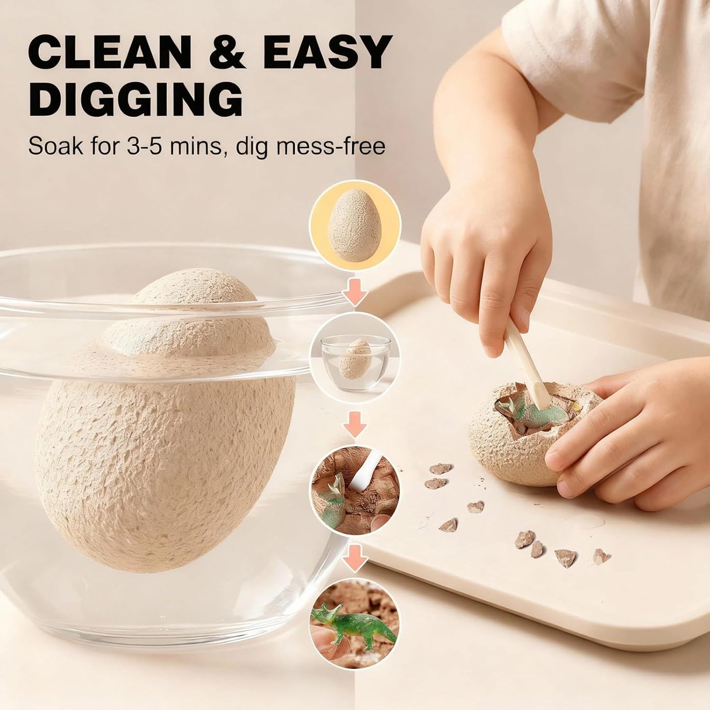 Dino Eggs Dig Kit, 12 Pack Dinosaur Eggs Excavation Science Experiments Kits for Kids 4-12, Dinosaur Toys for 3 4 5 6 7 8 9 10 Year Old Boys Girls