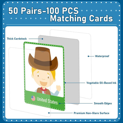 gisgfim 100 PCS Memory Matching Game Famous Paintings Concentration Memory Card for Adults Learning Educational Game A Fun & Fast Artworks Theme Matching Games