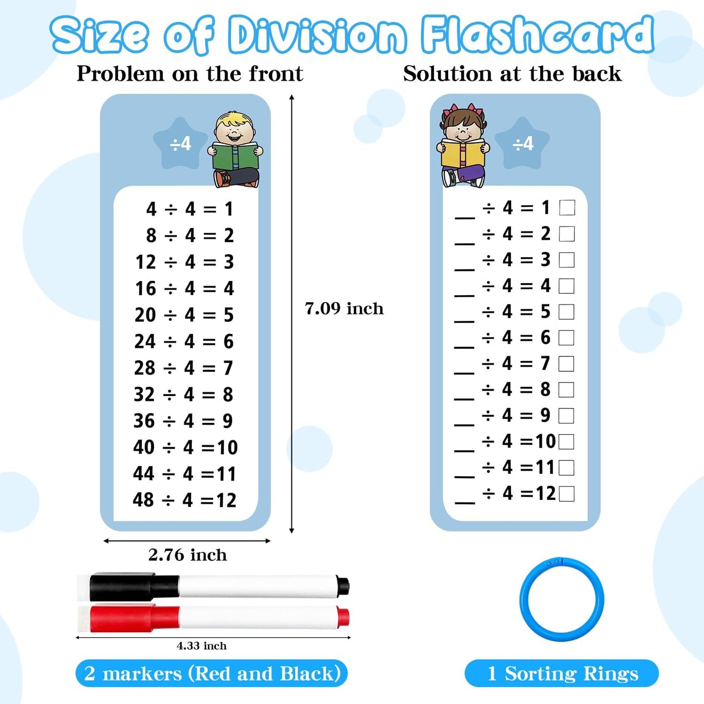 1-12 Multiplication Flash Cards, Large Math Table Flashcards, Including 15 Cards, 2 Dry Erase Markers, 1 Rings, Educational Times Table Flashcards for Classroom Home, for 1st to 3rd Grades
