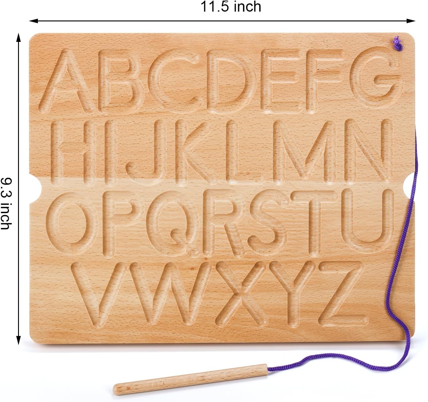 Suwimut Number & Letter Tracing Board, Portable Wooden Alphabet Learning Sensory Pad Board Montessori Toys for Kids Age 3-5, Double Sided Writing Tools for Beginner Preschool Classroom 3+ Years Old