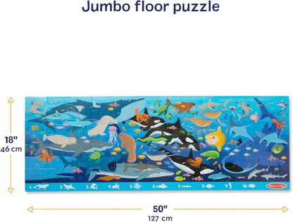 Melissa & Doug Beneath The Waves, Ocean-Themed Search and Find Jumbo Floor Puzzle, 48-Piece Jigsaw Puzzle with Learning Activity, Over 4 Ft Long, Kids Puzzles for Girls & Boys Ages 3 and Up