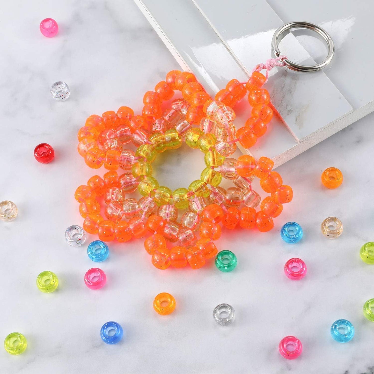 1720+pcs Pony Beads Kit 1830pcs 6 Style Letter Alphabet Beads Rainbow Plastic Pony Bead Bulk Multicolor Kandi Bead Elastic String DIY Crafts Jewelry Making Kit for Bracelets Necklaces