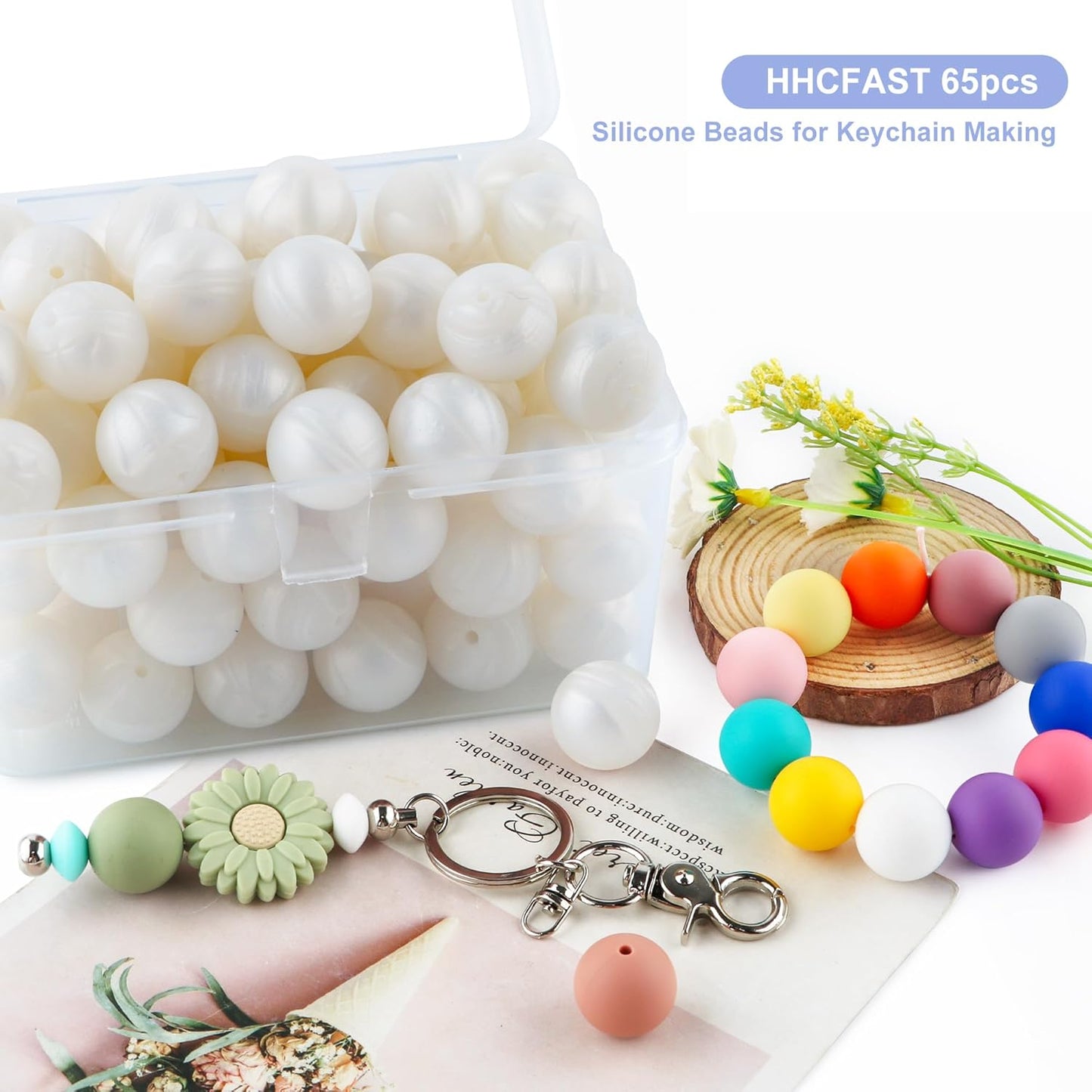 65Pcs 19mm Silicone Beads for Keychain Making Bracelet Necklace, Bulk Round Silicone Beads for Pens（Christmas Green） - Colors B